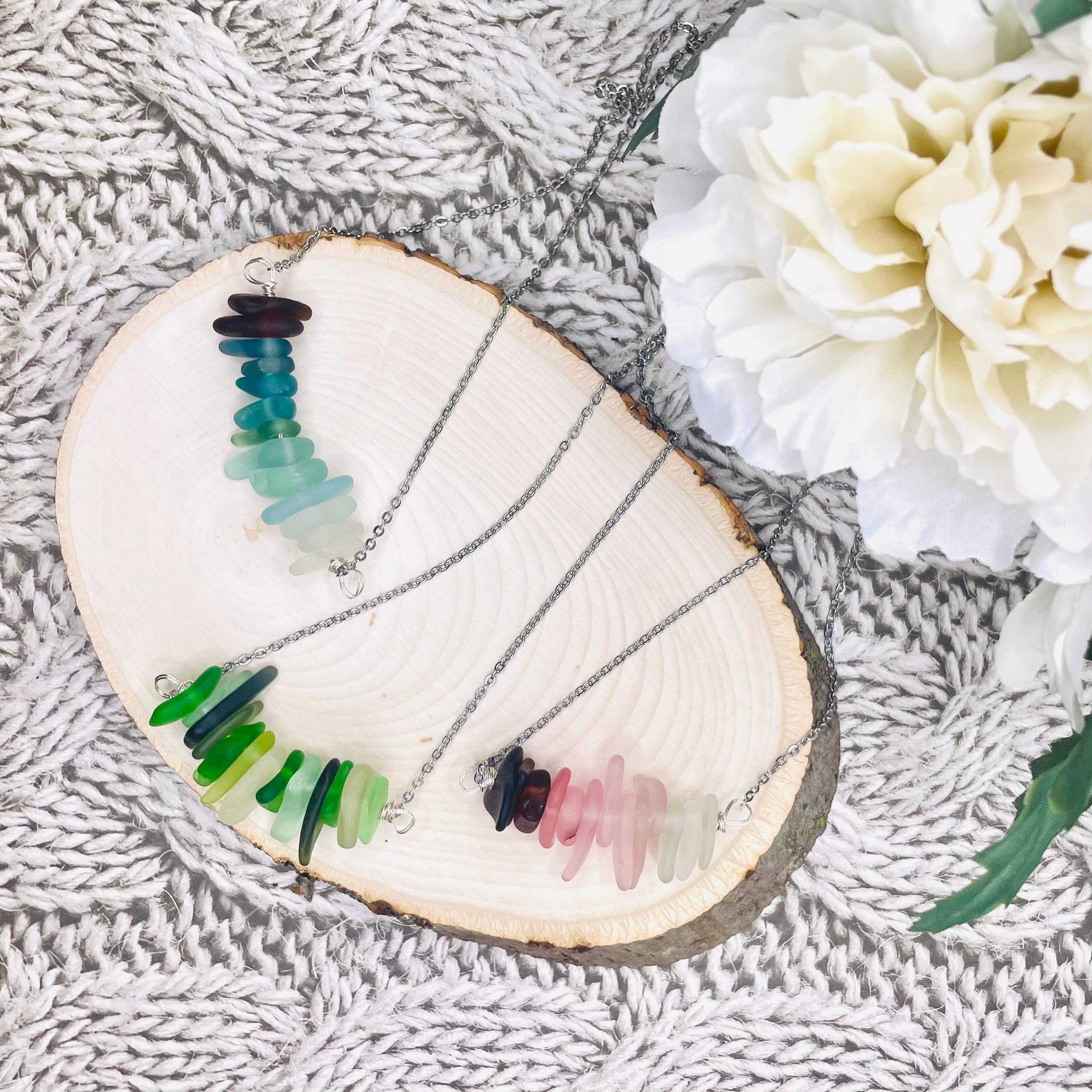 Cyn Elizabeth Studios - Venta al por mayor Collares con colgantes/abalorios - El Bar del Mar - Collar Declaración de Vidrio Marino7