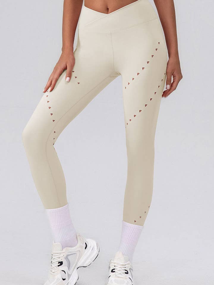 Højtaljede perforerede afslappede leggings for engroshandel hos Mccolin