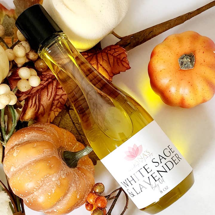 White Sage and Lavender Body Oil for wholesale by Diana's Candles and Soaps LLC