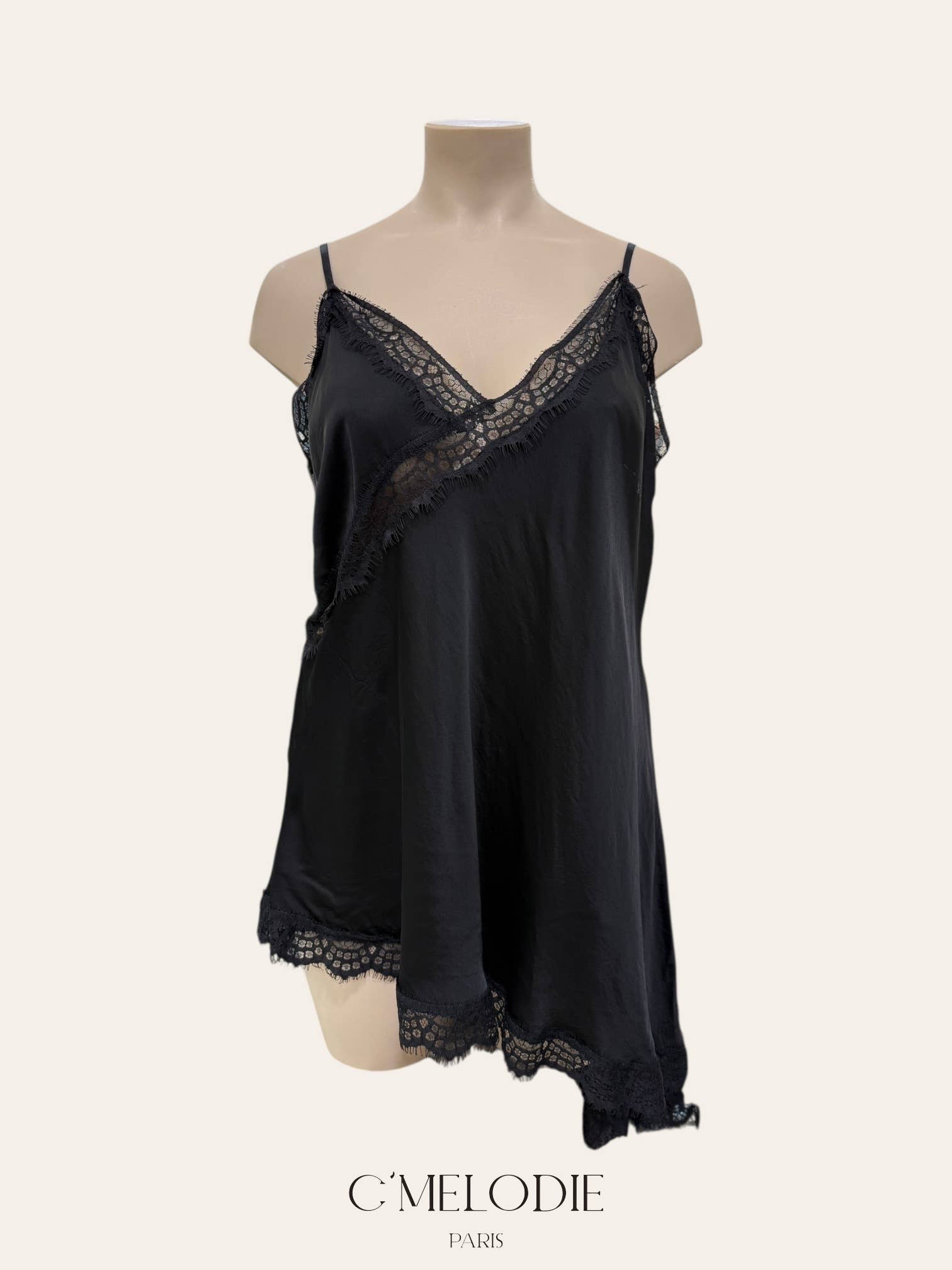 C'MELODIE - Vendita all'ingrosso Camicetta - Donna - Taglia Grande - Top in raso con pizzo0