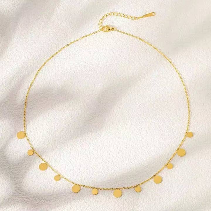 Single Gold Coin Short Necklace for wholesale by Misgraceful