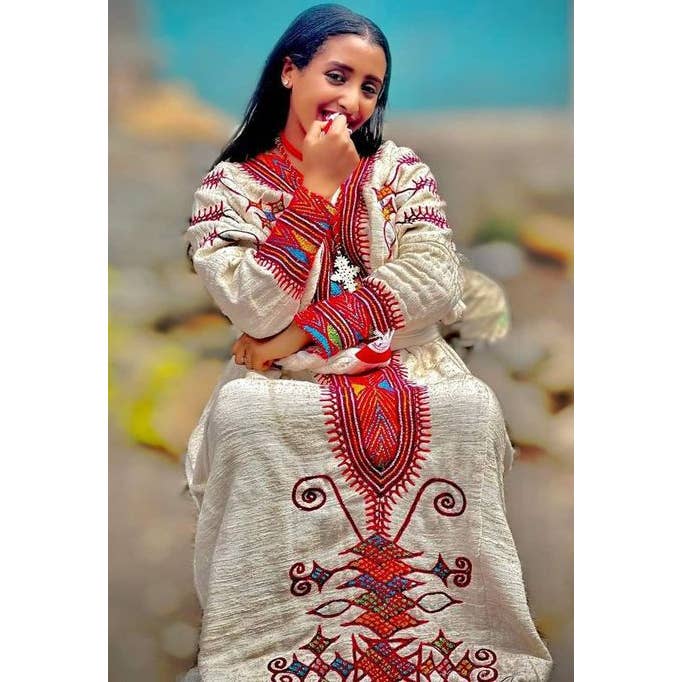 Deseta Design - Wholesale Scarf - Unisex - Ethiopian Style Embroidered Motif (Tilf) Printed Silk Scarf7