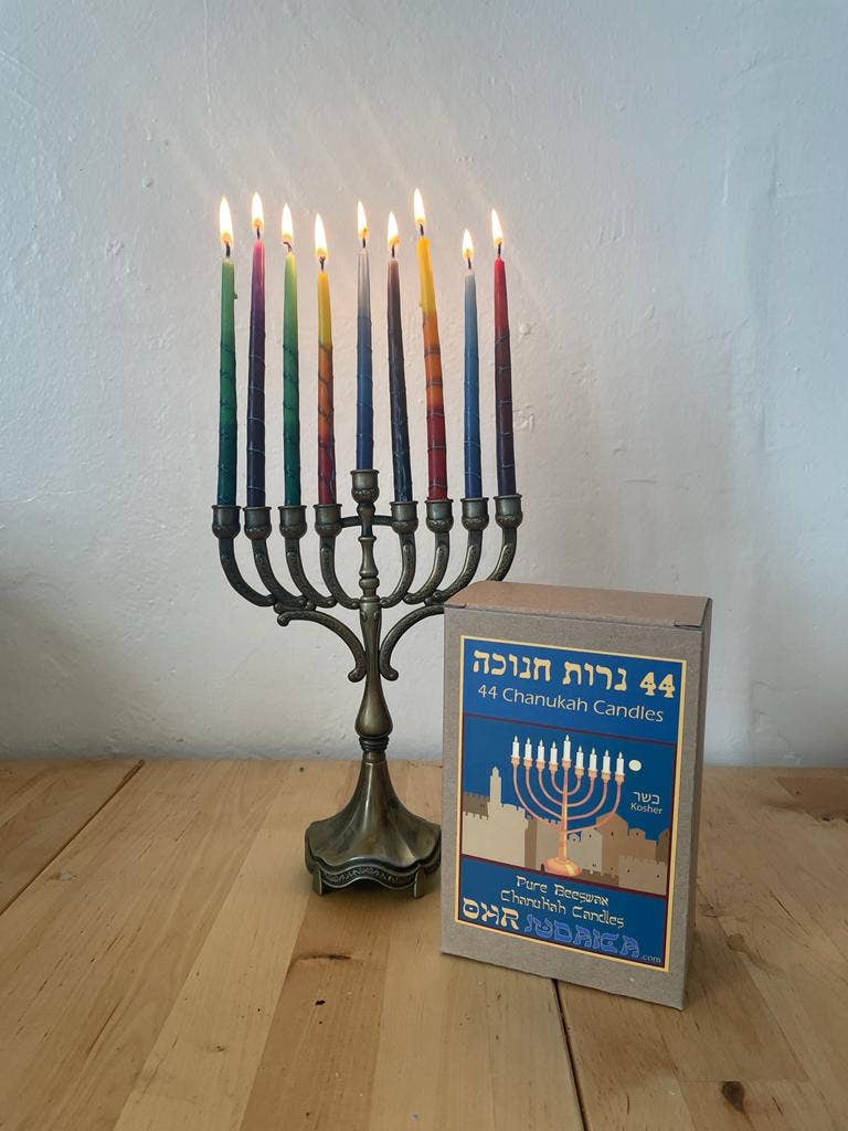 Ohr Judaica - Wholesale Tapered Candle/Candlestick - Multicolored Handmade Beeswax Chanukah Candles - 44 Pack3