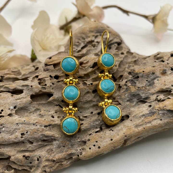 Three Stone Round Earrings for wholesale by Kipepeo