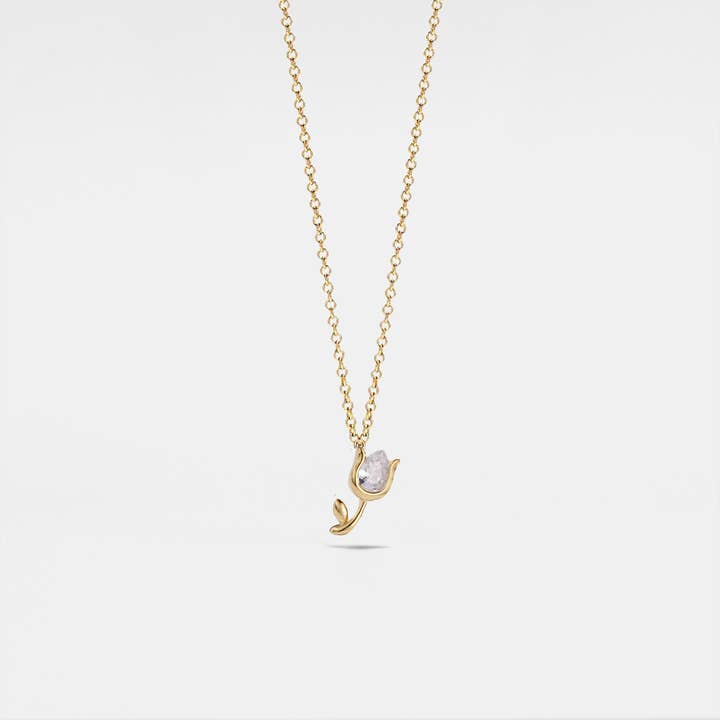 Dainty Tulip Flower Charm Necklace in 925 Sterling Silver for wholesale by Perimade & Co. LLC