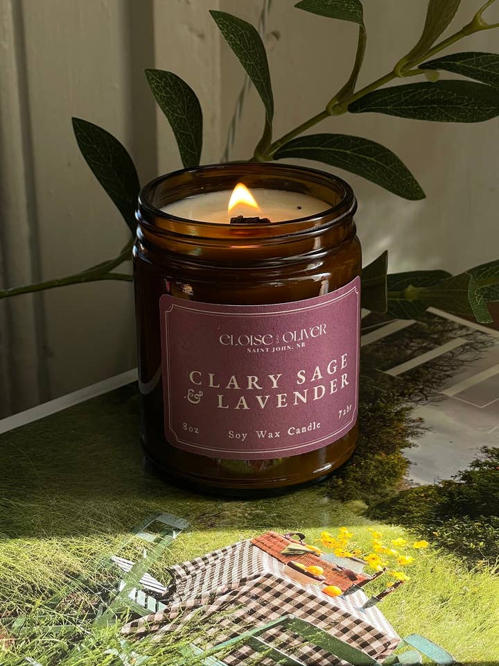 8oz Clary Sage and Lavender Scented Candle for wholesale by Eloise and Oliver