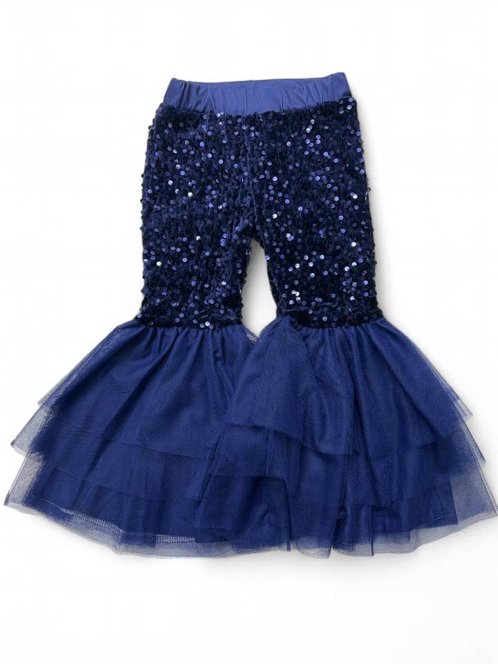 Kids Charm Online - Wholesale Pants - Kids - Navy blue sequins bell bottoms. OFG42790 SOL