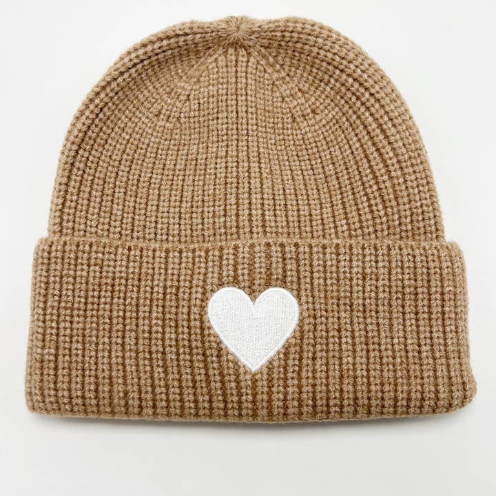 Stoll & Heart - Wholesale Beanie - Women's - Signature Heart Beanie - Khaki / White
