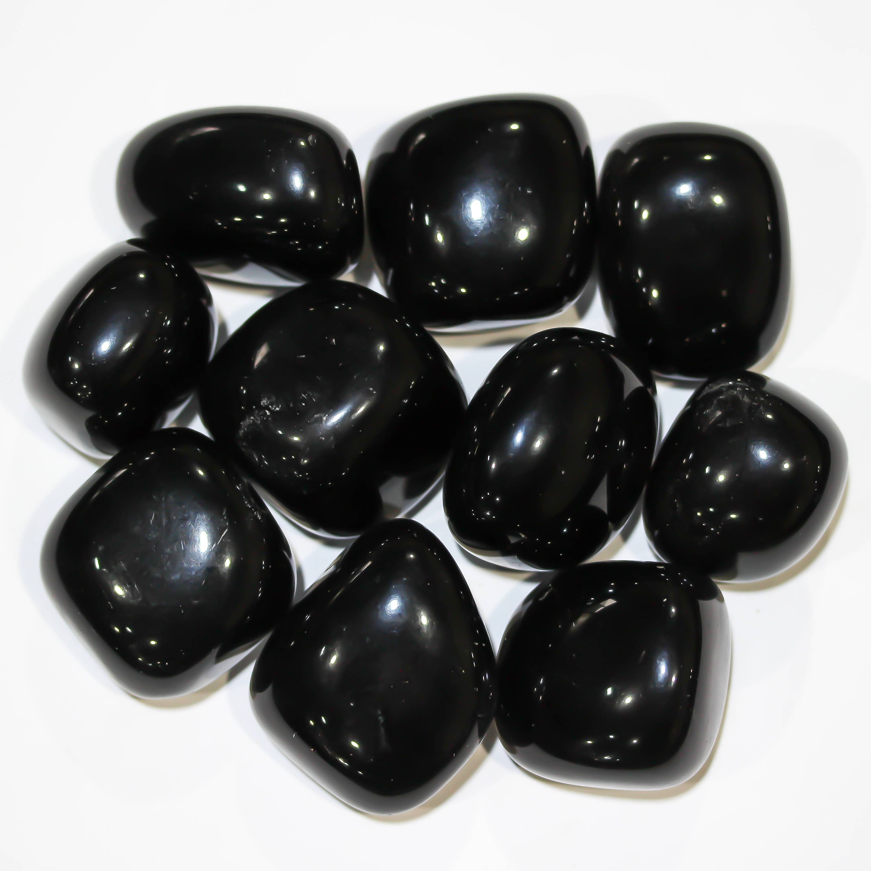 Quasar Gems USA - Wholesale Spiritual Stone/Crystal - Black Obsidian Tumbled 30-45mm 1KG/2.2lbs1