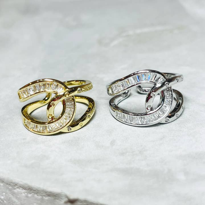 Loli - Wholesale Multi-Stone Ring - Bold Knot Sparkling Gemstone Adjustable Ring, Elegant Design4