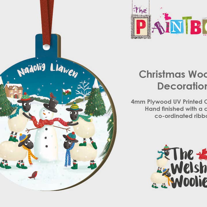 dec004 - bonecos de neve de madeira dos Welsh Woolies por atacado de The Paintbox