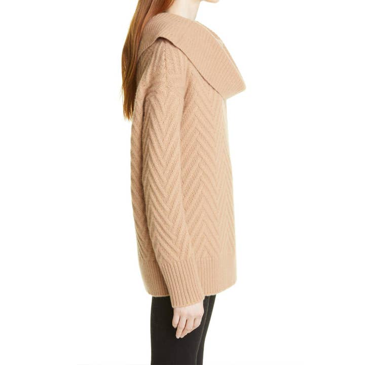 Khangri Textiles - Vendita all'ingrosso Maglione tricot - Donna - Maglione con collo ad anello in cashmere con motivo chevron
