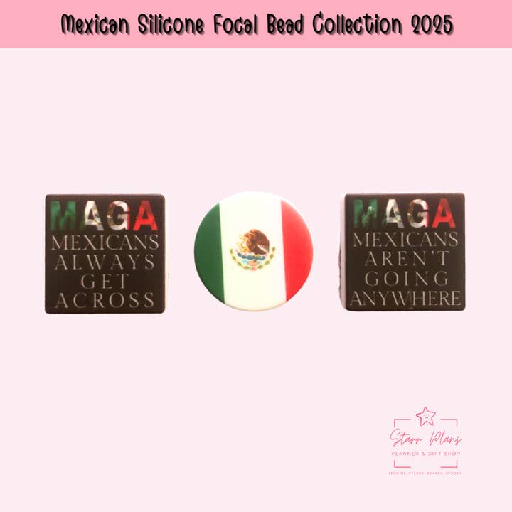 Starr Plans - Wholesale Beads - Mexican Flag || Mexico Silicone Focal Bead 2