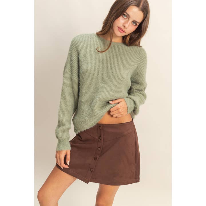 HYFVE - Wholesale Knit Sweater - Women's - Oversized Fuzzy Sweater With Back Twist Detail5