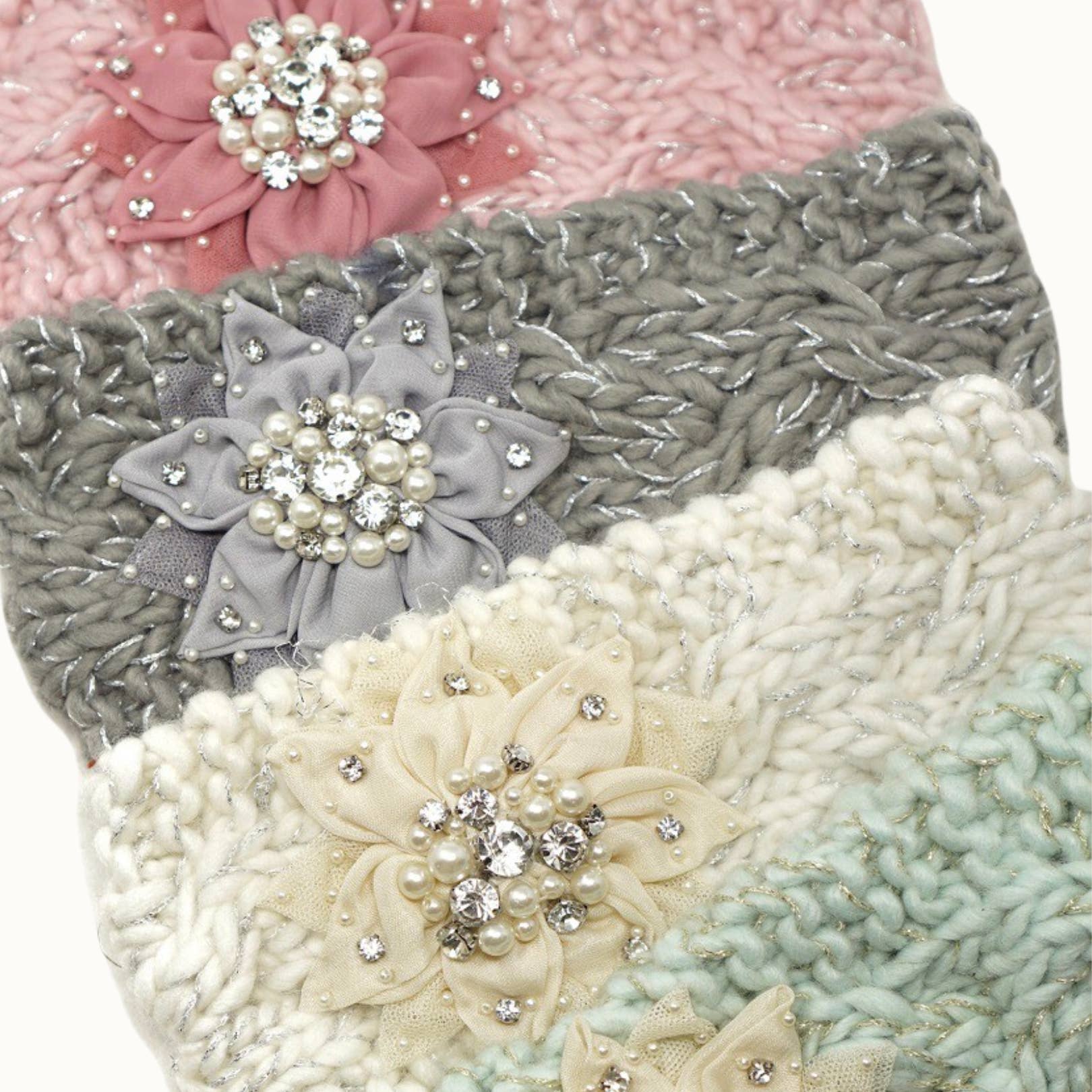 Olive & Pique – Engroshandel Pandebånd - Dame – Floral BejewelBling Glitz Knit Metallic-Lurex hovedindpakning14