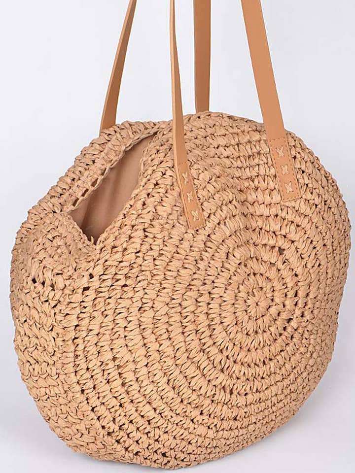 GROTE RONDE DRAAGTAS MET RIETEN PP6671 voor wholesale door anbfashion