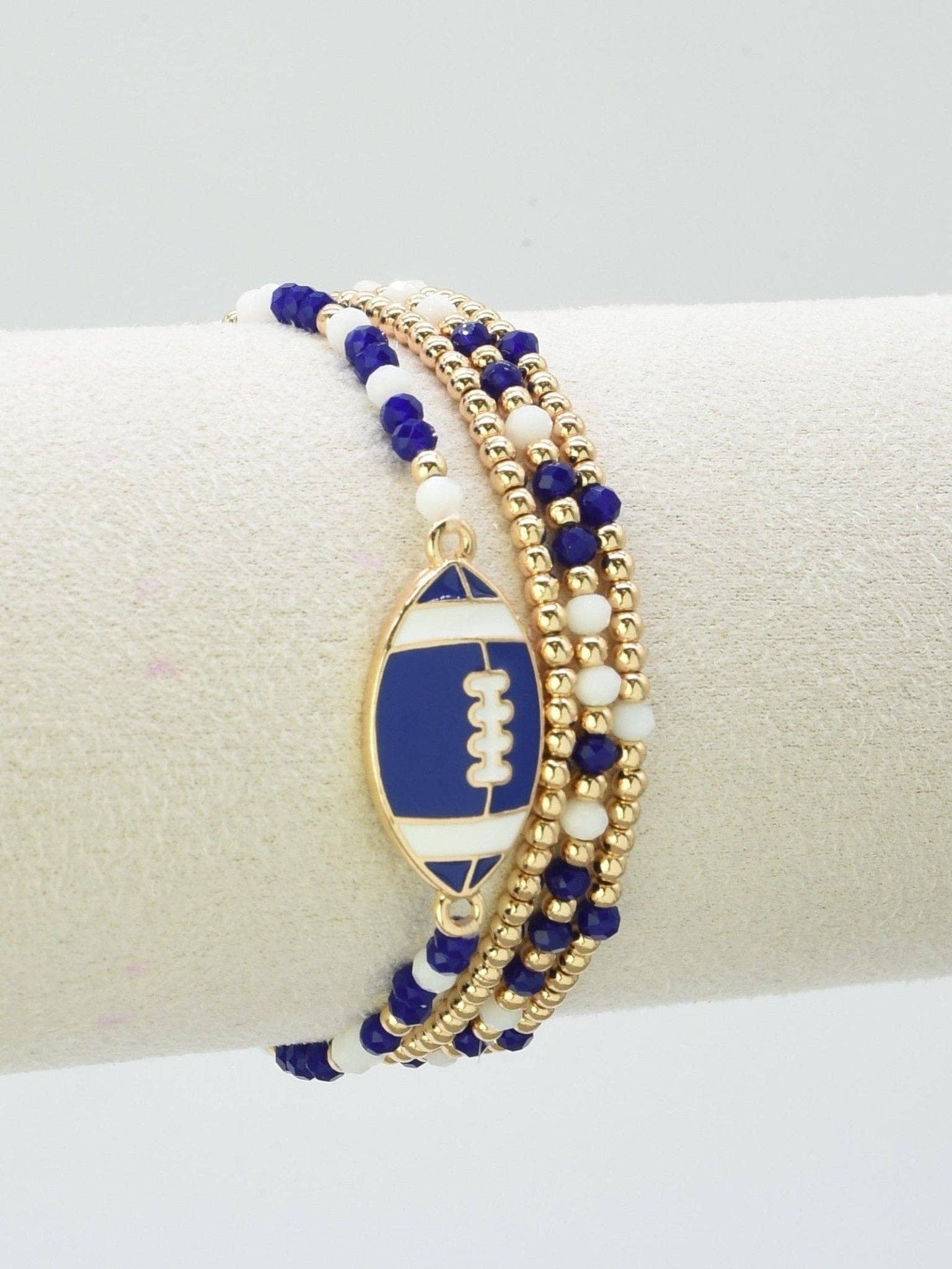 MiMi Wholesale - Wholesale Jewelry Set - CB2299 Gameday Beaded Football Charm Bracelet Set8