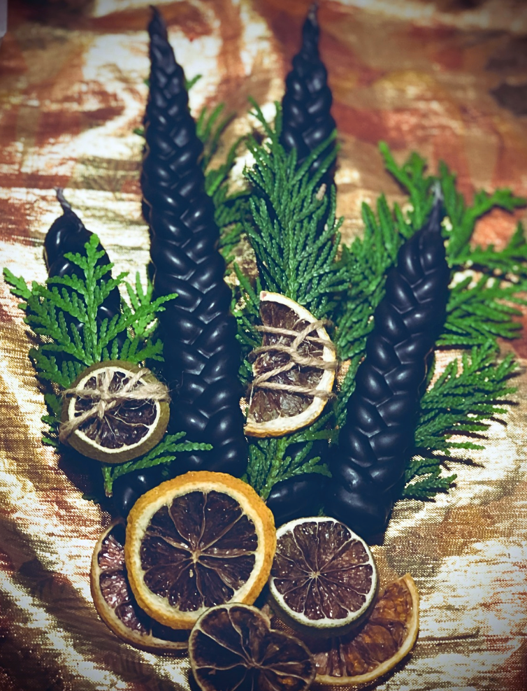 BlakByrd Botanika - Wholesale Tapered Candle/Candlestick - BLAK MAGICK Braided Beeswax Candle2