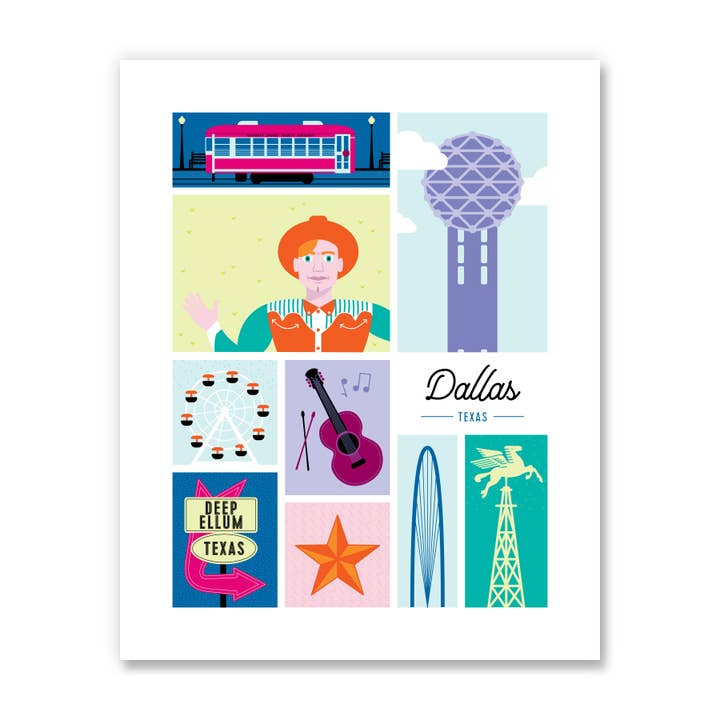 Dallas Texas Art Print for engroshandel hos Kelly Renay