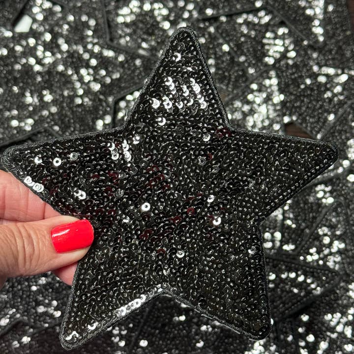 sequinandstiches - Wholesale Patch - Star Patch, Sequin Star Patch, Black 5" Sequin Star Patch, Iron on Patch, DIY, Trucker Hat Patch, Preppy Patch Trendy Patch Patch, Sequin Star