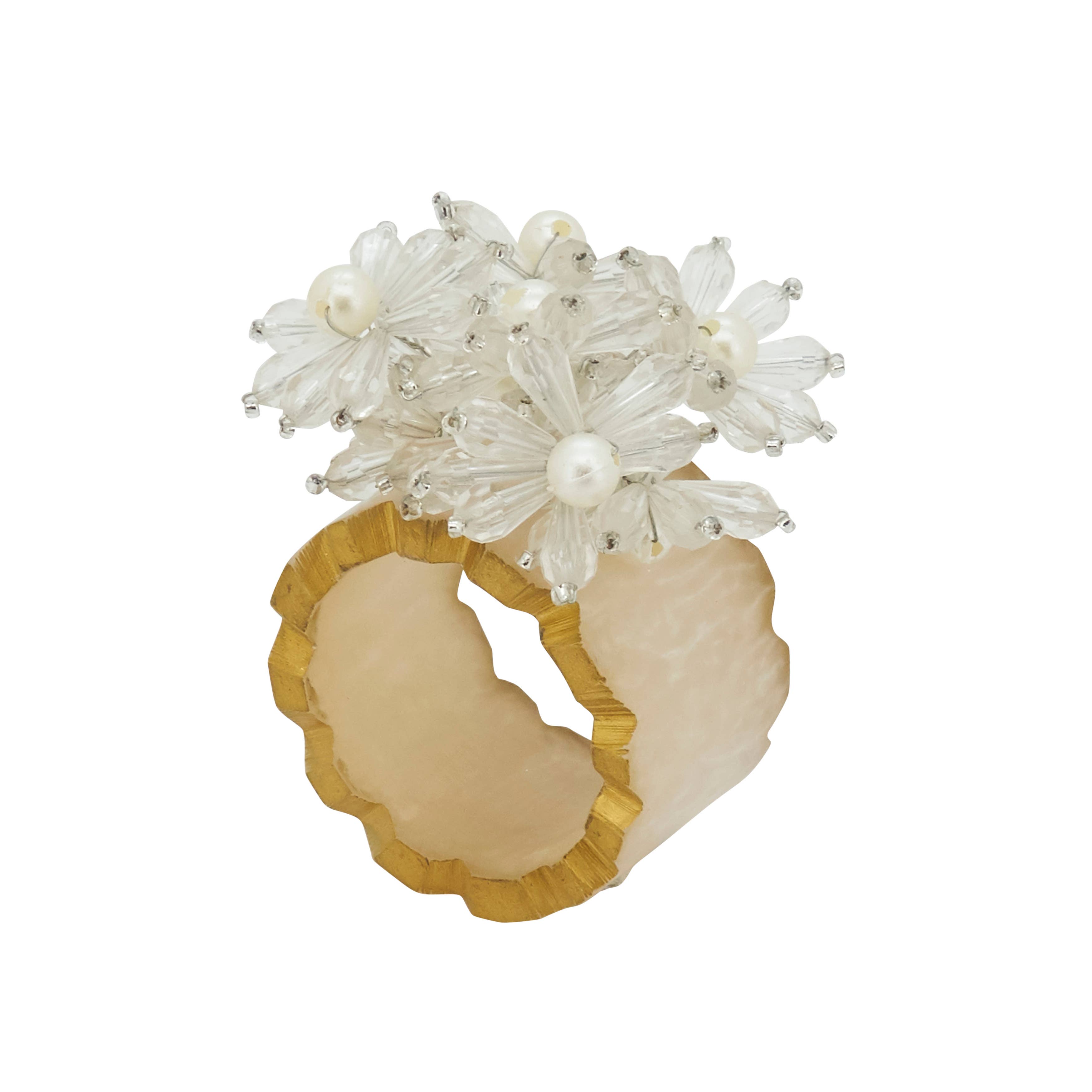 Saro Lifestyle - Wholesale Napkin Ring - Beaded Petal Delight Resin Napkin Ring3