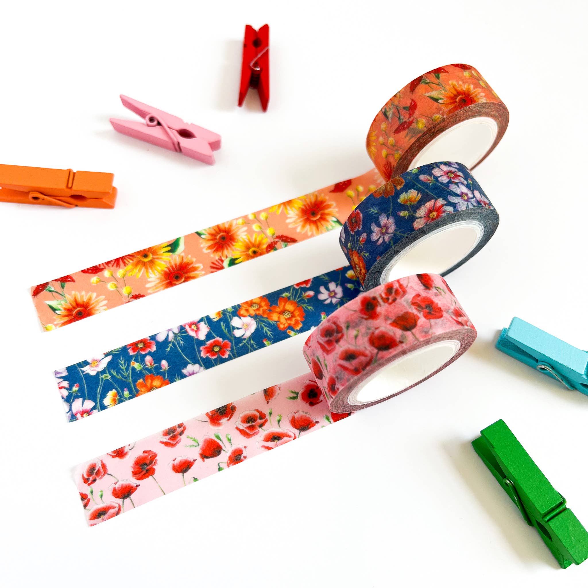 Morgan Swank Studio - Vente Rubans adhésifs Washi - Ruban Washi à motif floral de coquelicots2