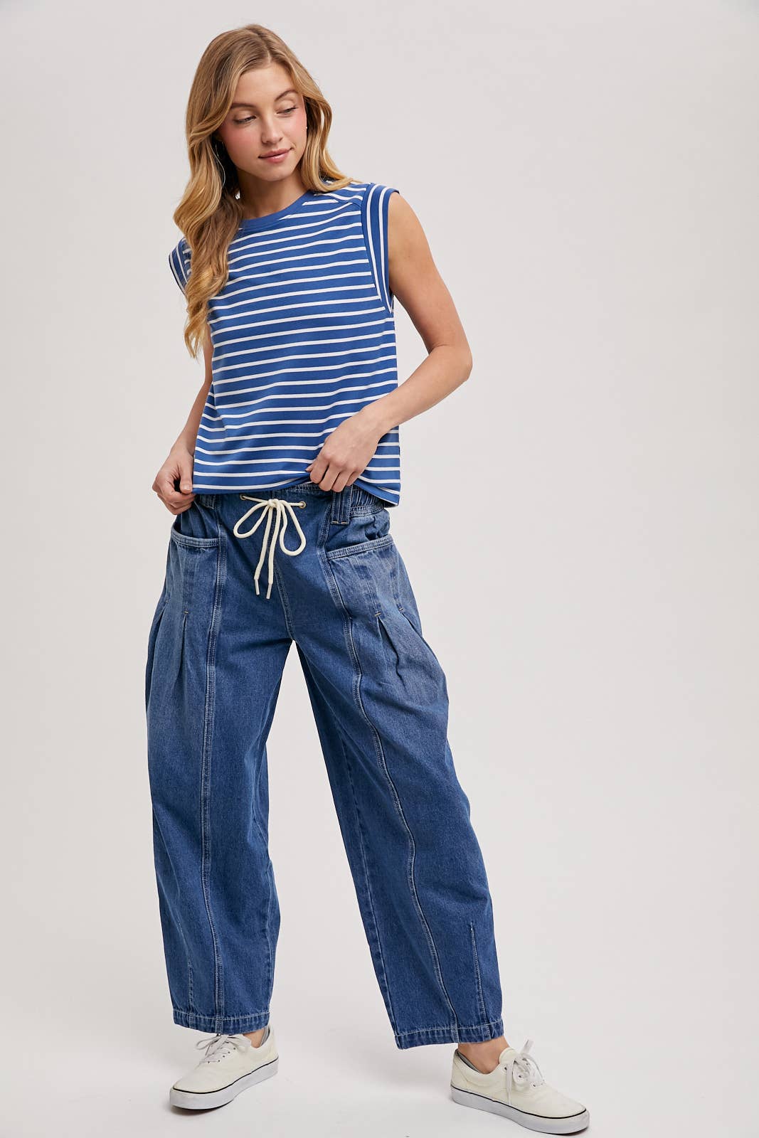 Bluivy - Wholesale Jeans - Women's - DENIM BARREL LOW-RISE CORDE DRAWSTRING PULL-ON JEANS15