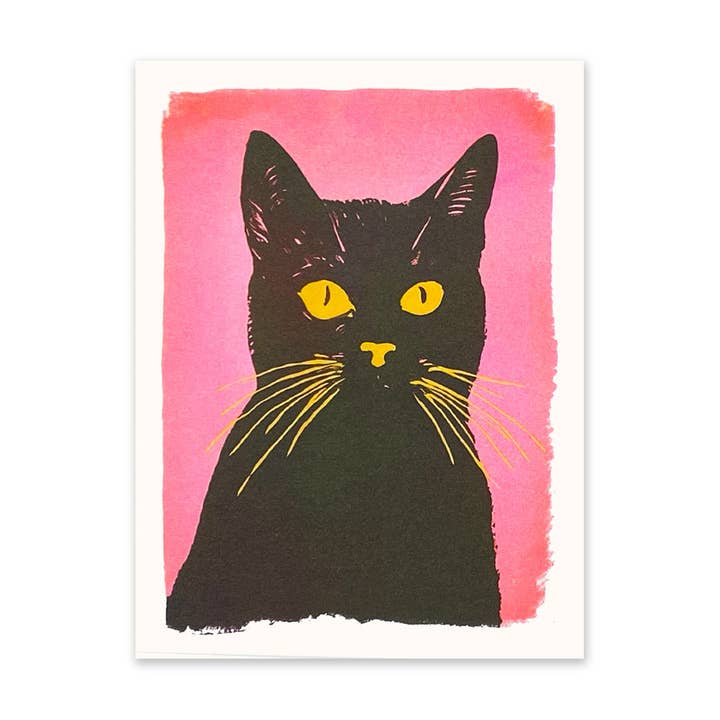 Retro Pink Cat Riso Print (8x6) (10948) for wholesale by Ohh Deer UK + EU