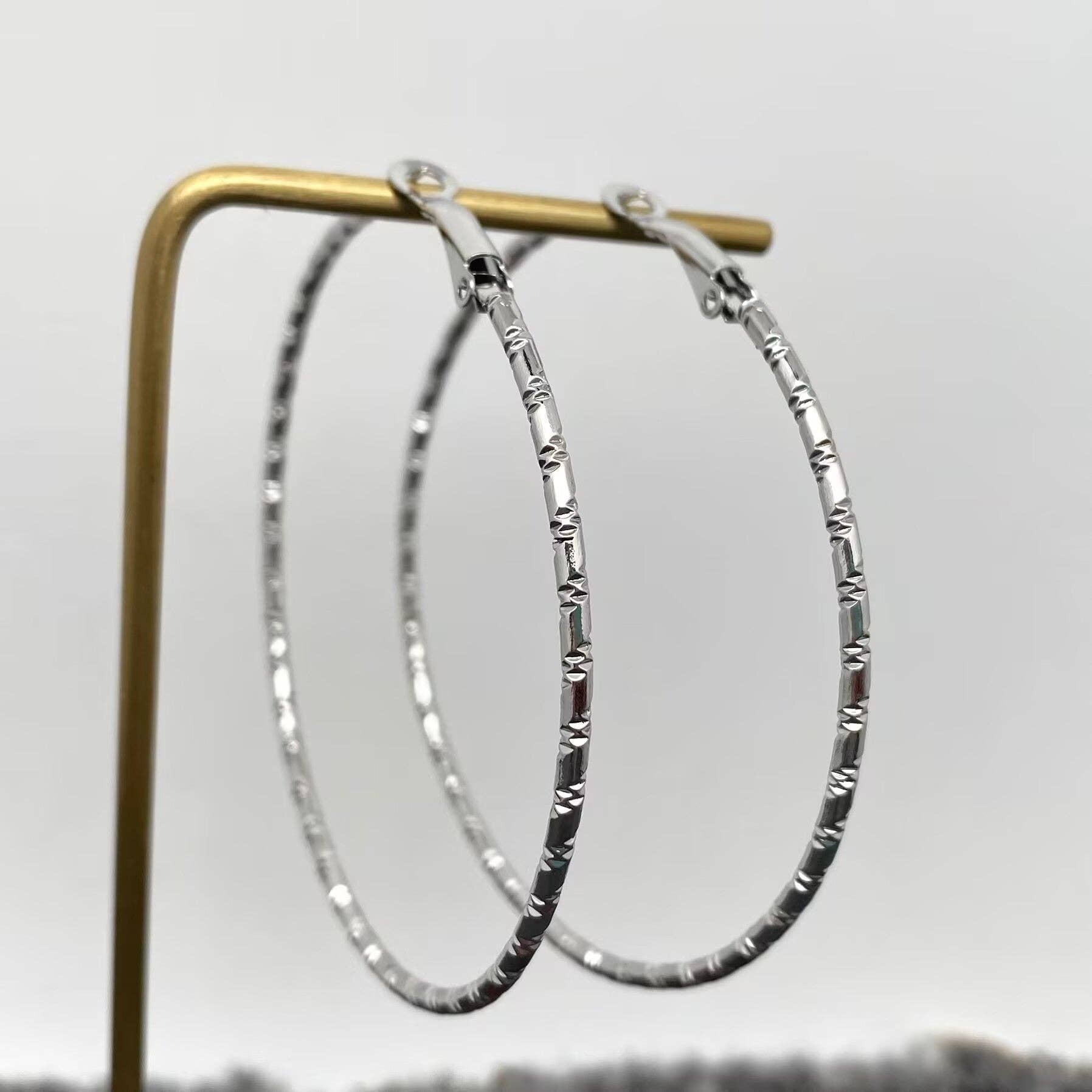 Mio Queena - Wholesale Hoop Earrings - 60mm Inside Diameter 18K Gold Plated SS Hoop Earrings - FGS9