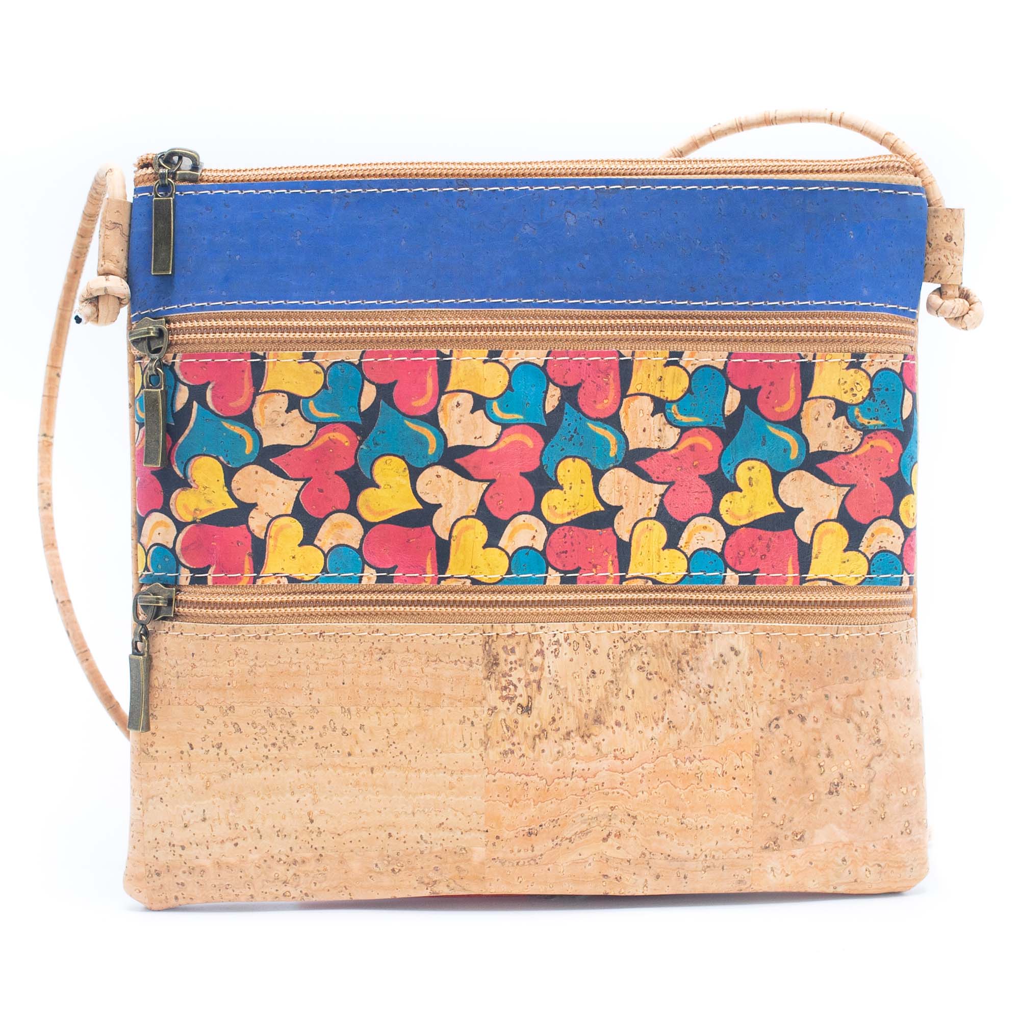 Meninas Bonitas Cork - Vente Sac à bandoulière – femme - Sac à bandoulière en liège pour femme avec coutures à motif en liège BAGP-2060