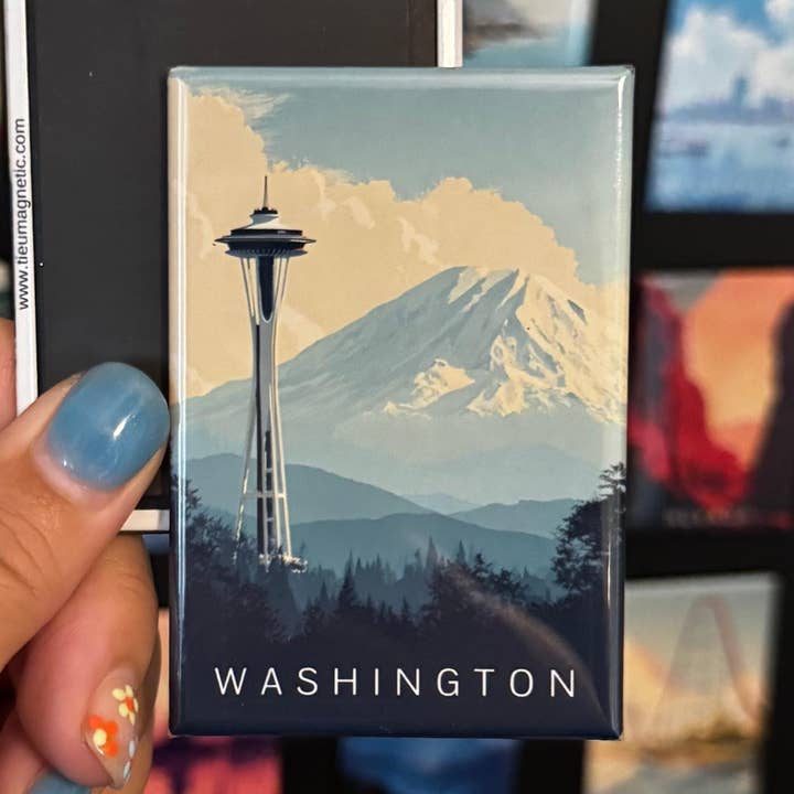 Washington State Magnet | Space Needle | Minimalistisches Design für den Großhandel von Tieu Magnetic