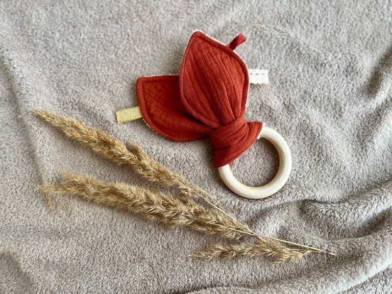 Pastel Baby – wholesale Teether (not clip-on) – Baby – Organic muslin and Bamboo baby first teether - Bunny ears6