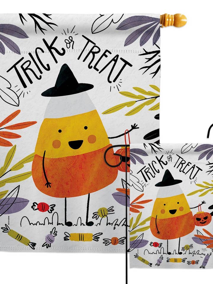 Candy Corn Falltime Halloween Sweet Decor Flag for wholesale by Two Group Flag Co