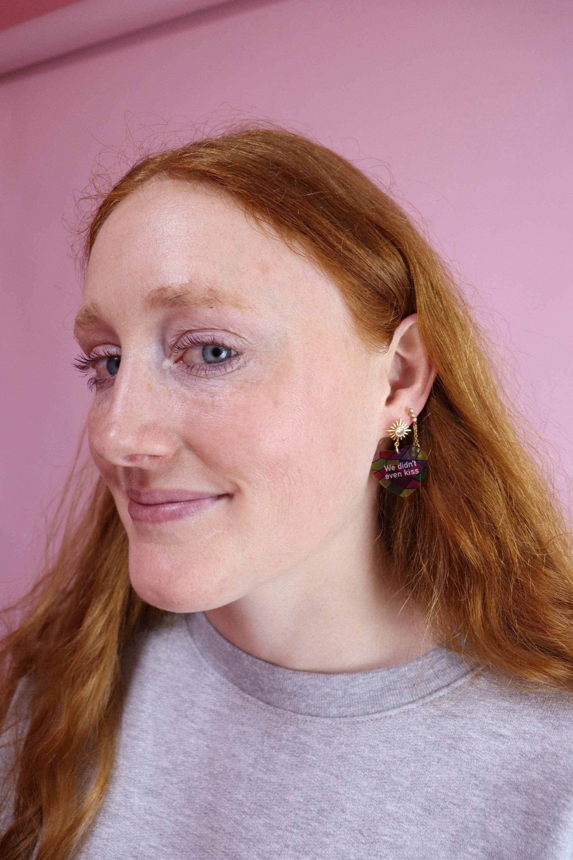 Sunshine Studio - Wholesale Dangle Earrings - Heated Rivalry Stained Glass Quote Earrings1