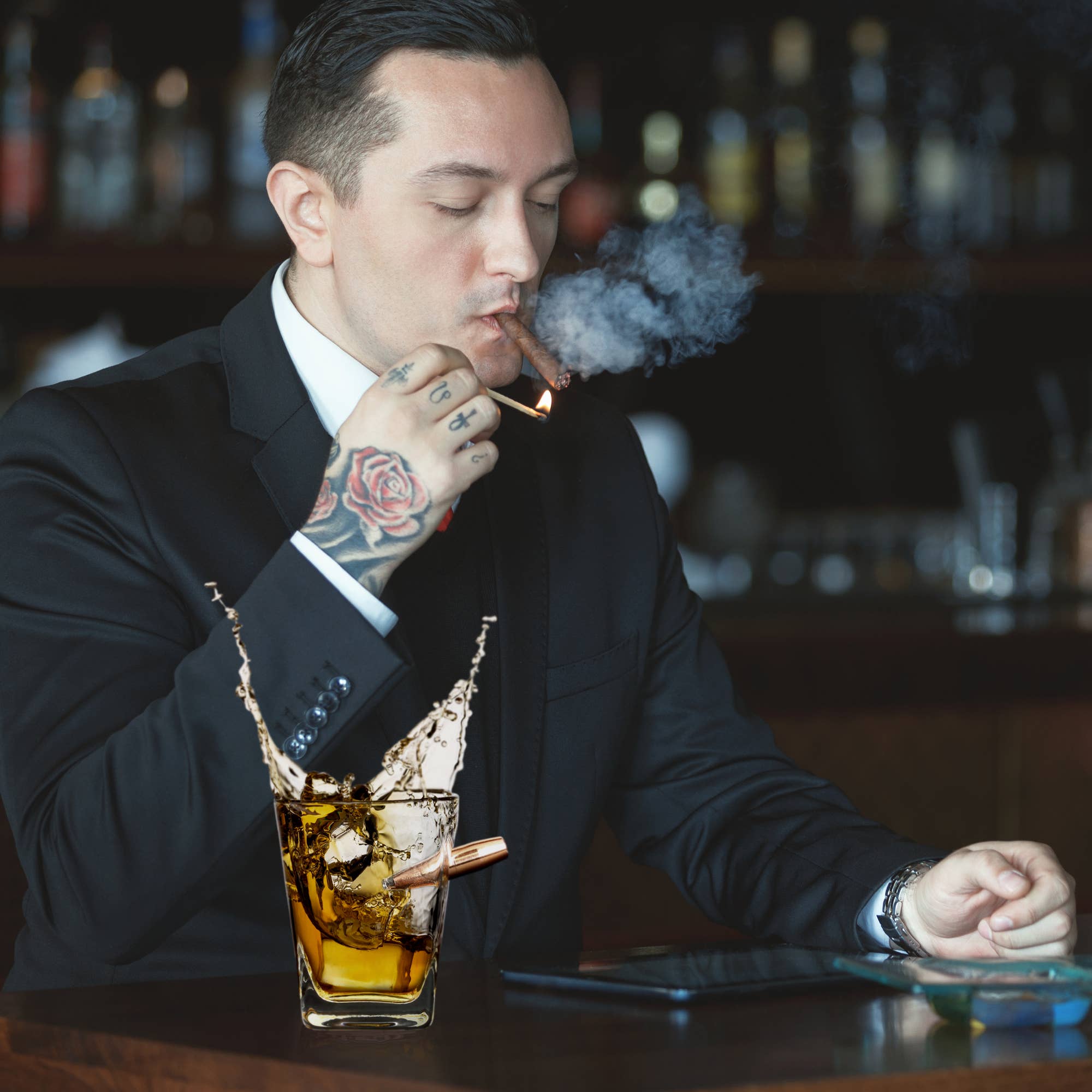 CALIBER GOURMET / CAMPCO - Wholesale Cocktail/Liquor Glass - Last Man Standing Whiskey Glass w/ Bullet8