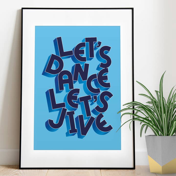 Låt oss dansa Låt oss Jive! Typografiskt tryck för wholesale av Jane Katherine Houghton Designs