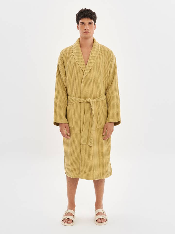 BATHROBE | Waffle Mustard for wholesale by House Babylon