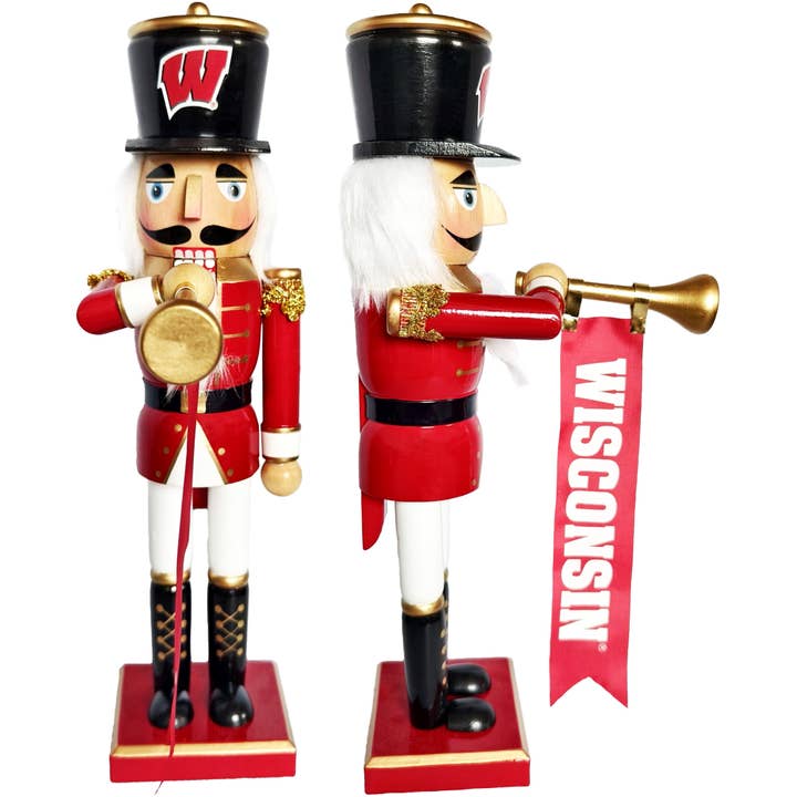 14" Wisconsin Badgers Bugler Nutcracker for wholesale by Santa’s Workshop Inc.