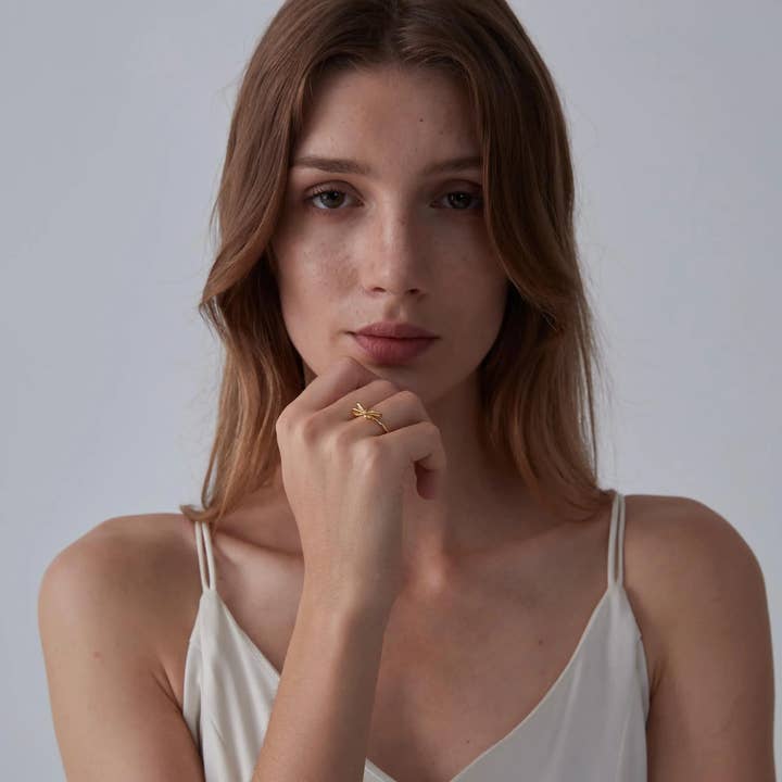 Perimade & Co. LLC - Wholesale Band/Stacked Ring - Dainty Bow Tie Stacking Band Ring in 925 Sterling Silver5