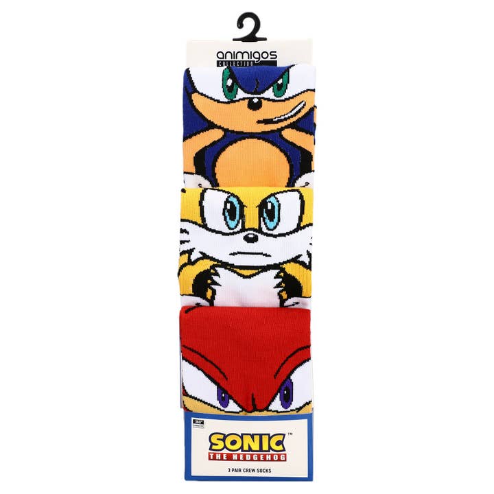 Bioworld Merchandising - Wholesale Socks - Unisex - Sonic the Hedgehog Sonic, Tails, and Knuckles 3 Pair Crew Sock4