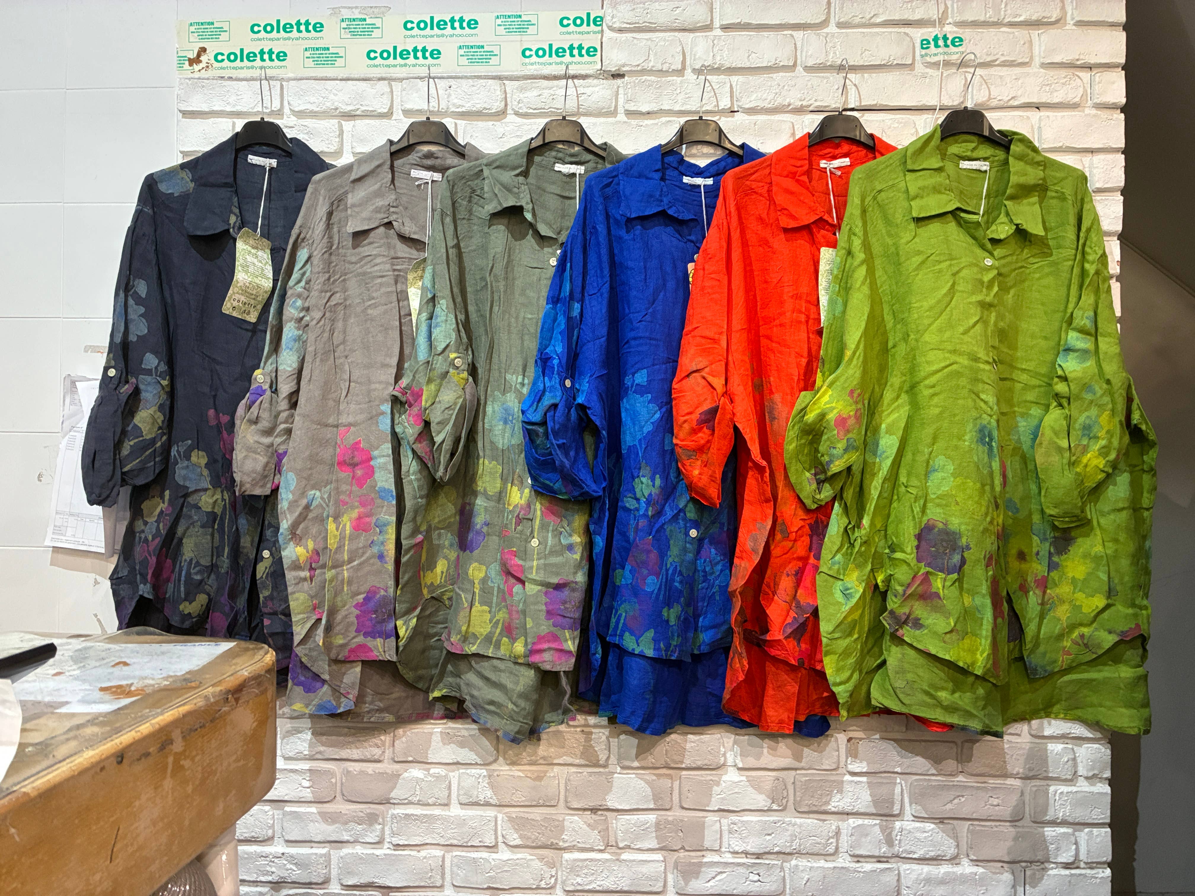 la maison des fibres naturelles - Wholesale Tunic - Women's - flared floral print linen blouse 26513 100% linen +SIZE0