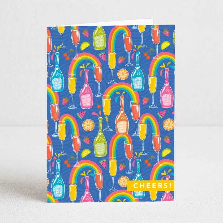 Cheers Celebration Card – Hand-Drawn Bubbly Toast for wholesale by Iris + Sea
