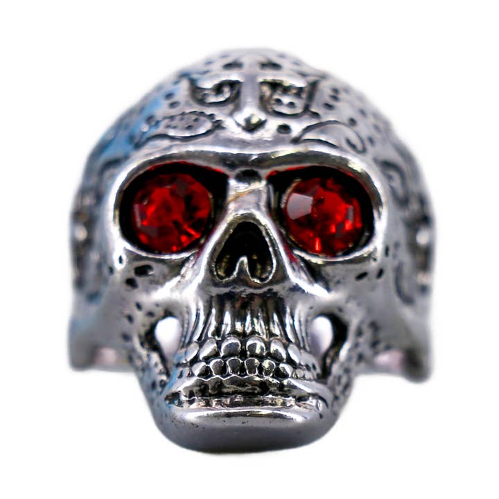 Western Fashion – Engroshandel Statementring – RØD PERLE KRANIUMRING0