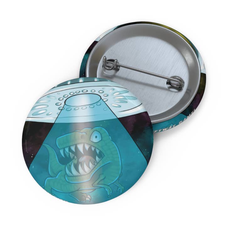 Bouton T-Rex Alien Abduction Beasts : Edge of Extiction 1,5 pouces pour la vente par Riftway Games
