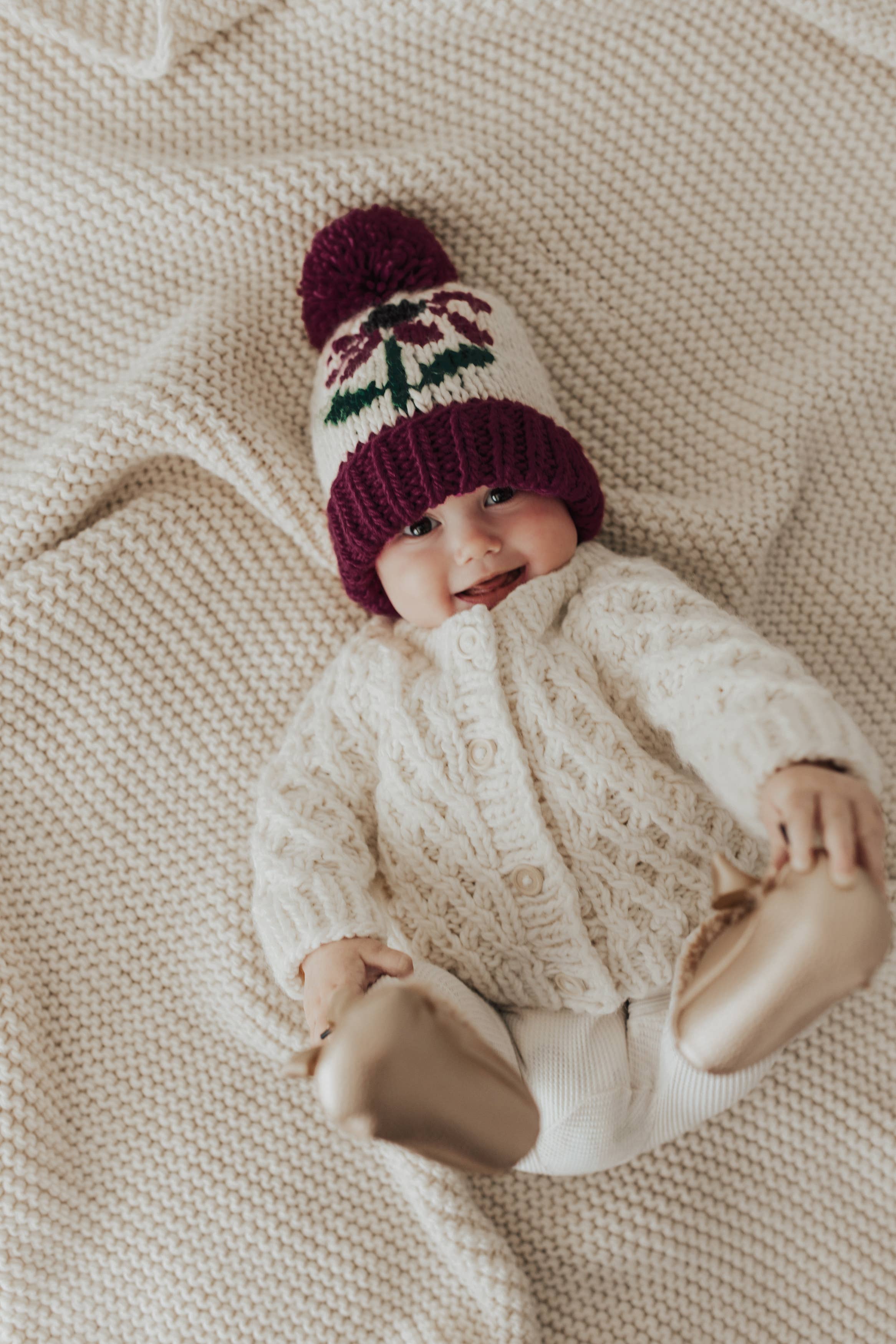 Huggalugs - Wholesale Beanie - Kids - Coneflower Plum Hand Knit Beanie Hat Baby & Kids SALE2