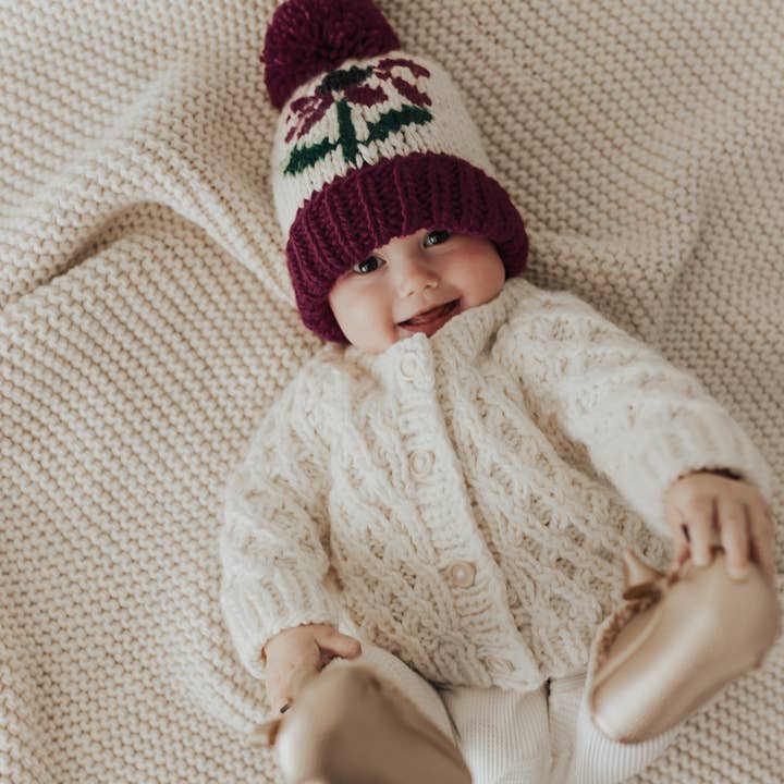 Huggalugs - Wholesale Beanie - Kids - Coneflower Plum Hand Knit Beanie Hat Baby & Kids SALE2