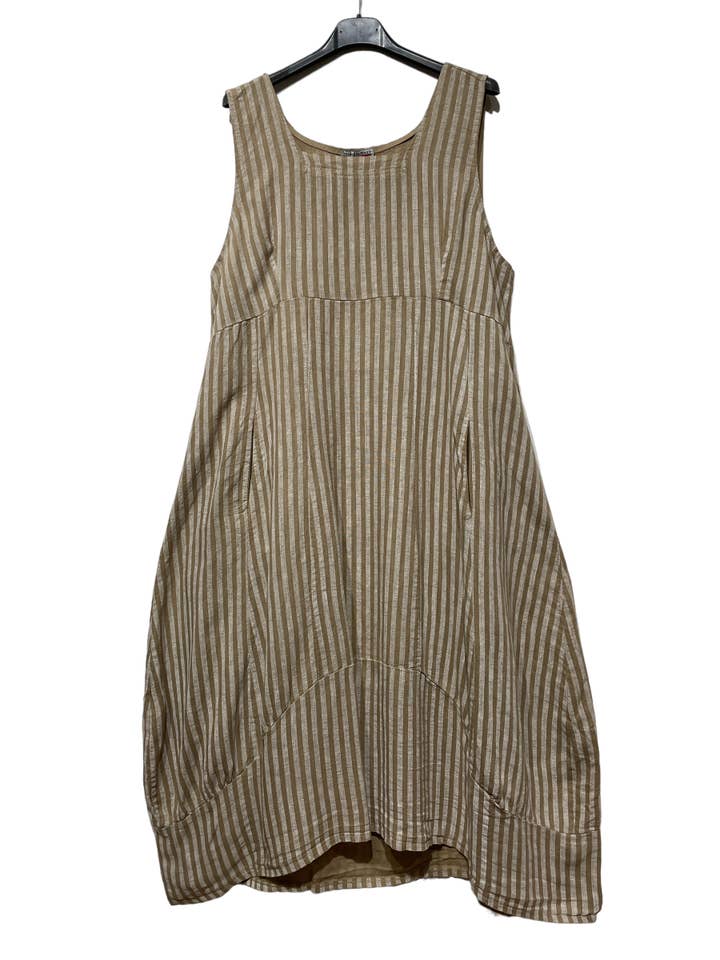 LINEN & COTTON HOUSE - Wholesale Dress - Women's - ROBE EN LIN 322 8119 RAYÉE PRINTEMPS ÉTÉ VÊTEMENTS48