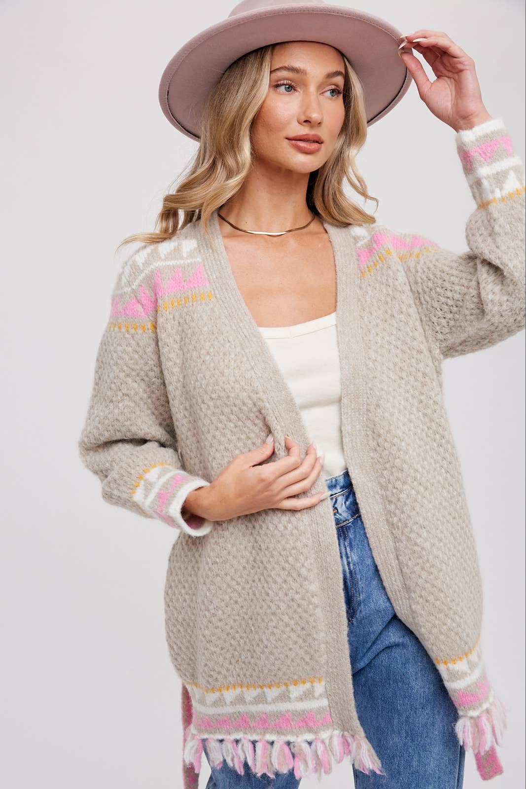 Bluivy – wholesale Cardigan – Women’s – AZTEC PATTERN BELTED CARDIGAN2
