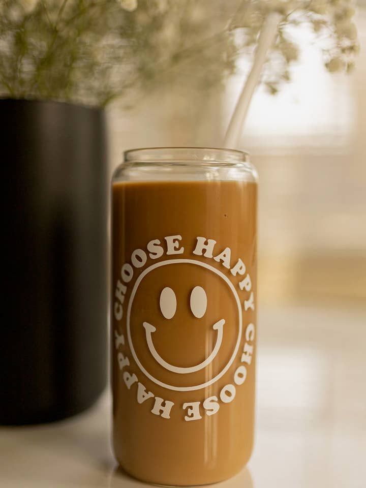 Välj att vara glad & leende glas kan för wholesale av Cup of Hope