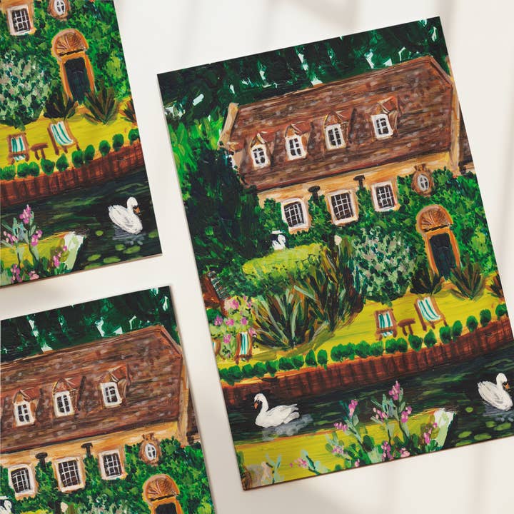 Swan Hotel, Bibury, Blank Greetings Card for wholesale by Emily Laura Designs